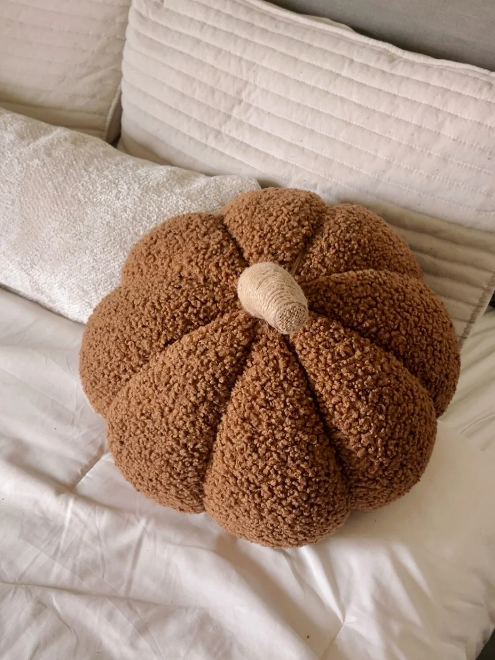 Pottery Barn Sherpa Textured Brown/ tobacco Plush Pumpkin Decor pillow